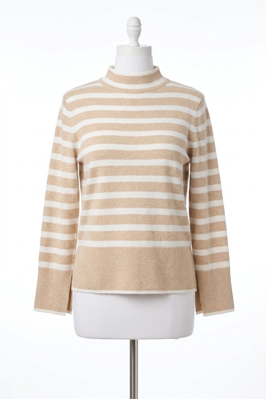 NEW TRIBAL mock stripe sweater in latte